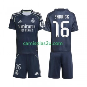 Camisolas de futebol Real Madrid Endrick 16 Criança Equipamento Alternativa 2025/26 Manga Curta